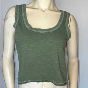 Pilcro The Kacey Olive Green Crop Cotton Tank Top. Size Medium.